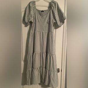 Gray gingham maxi dress